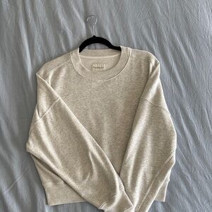 Abercrombie & Fitch Cream Cropped Crew Neck Sweater